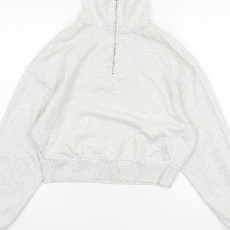 H&M Women’s Grey S 1/4 Zip High Neck Fleece Sweatshirt