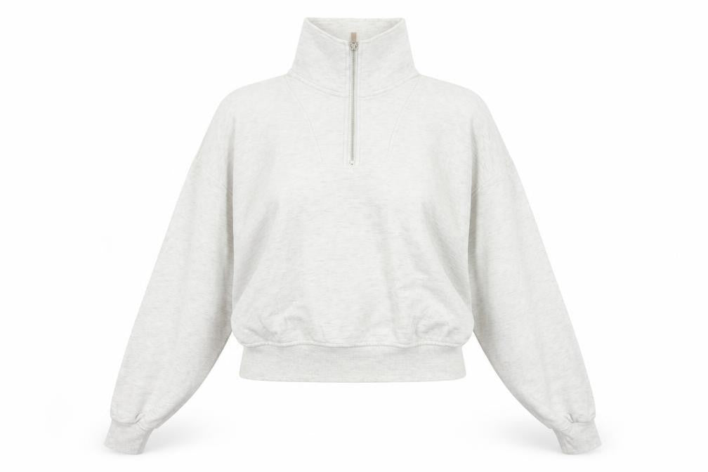 H&M Women’s Grey S 1/4 Zip High Neck Fleece Sweatshirt