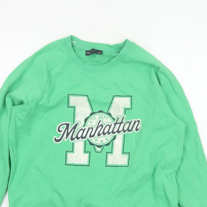 Marks and Spencer Women Green M Manhattan Logo Crew Sweatshirt
