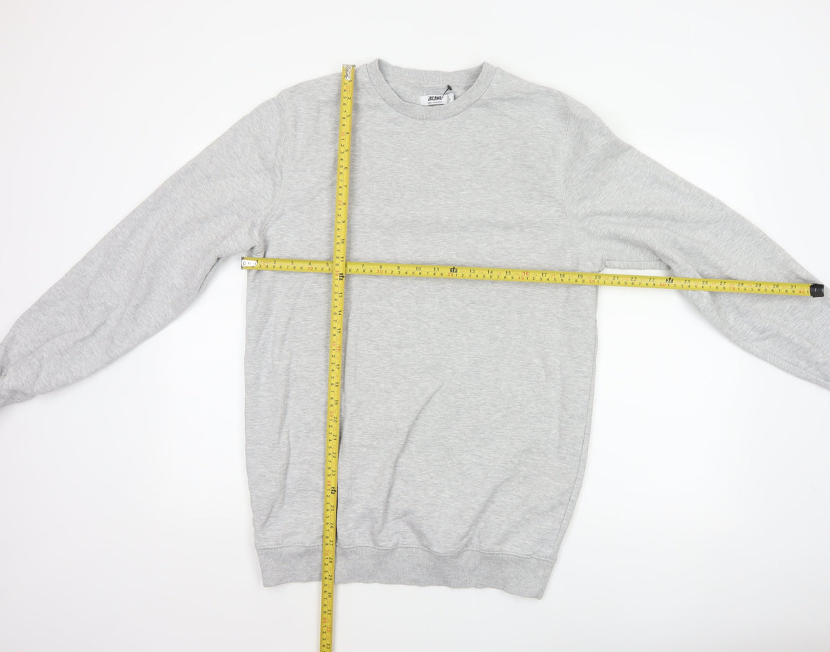 Jacamo Men Grey M Crew Neck Pullover Sweatshirt Cotton Blend