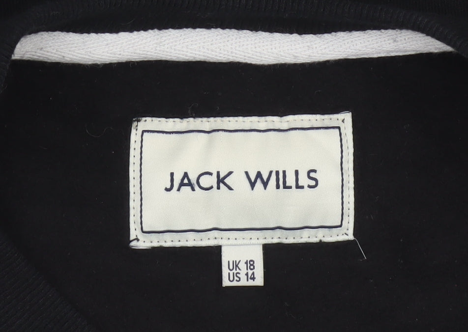 Jack Wills Women's Black UK 18 Pullover Crew Neck Logo Sweatshirt