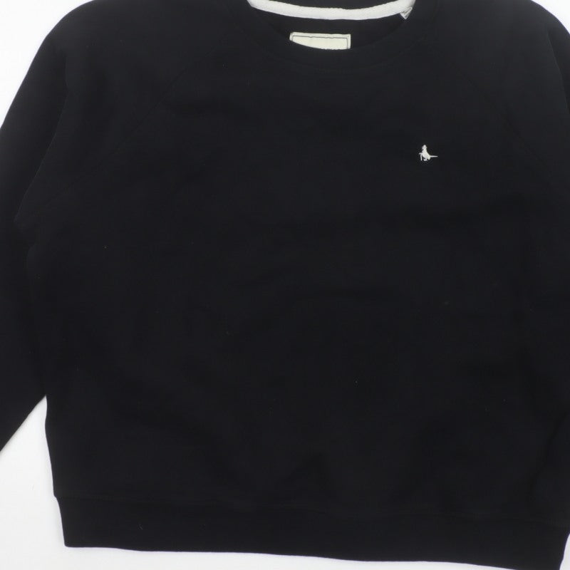 Jack Wills Women's Black UK 18 Pullover Crew Neck Logo Sweatshirt