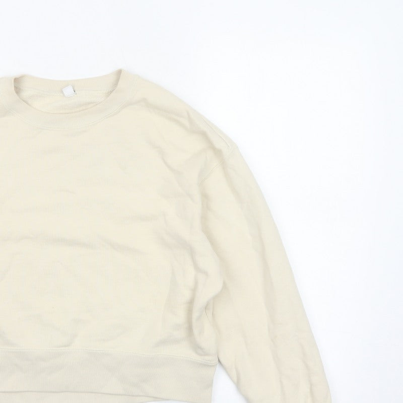 Uniqlo Women Ivory XS Pullover Crew Neck Cotton Sweatshirt