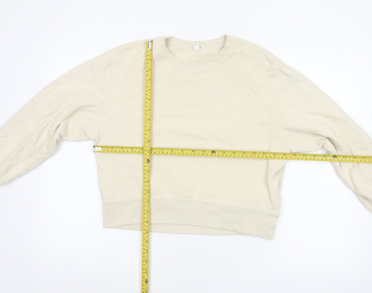 Uniqlo Women Ivory XS Pullover Crew Neck Cotton Sweatshirt
