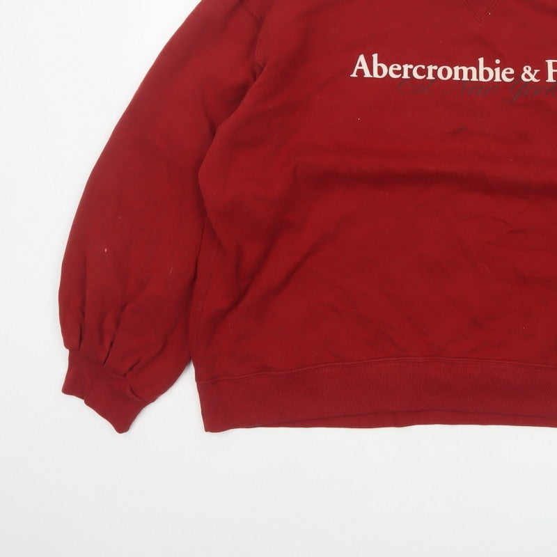 Abercrombie & Fitch Women’s Red XL Logo Crew Neck Pullover Sweatshirt