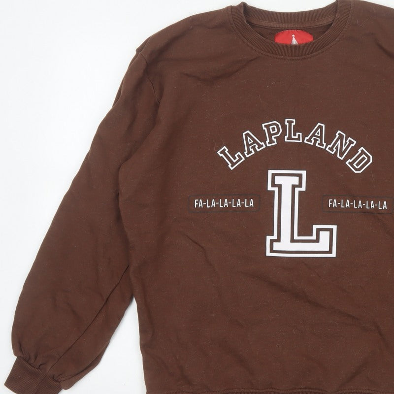 Threadbare Women’s Brown Size 10 Christmas Lapland Graphic Sweatshirt
