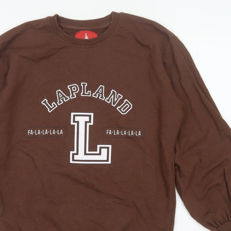 Threadbare Women’s Brown Size 10 Christmas Lapland Graphic Sweatshirt