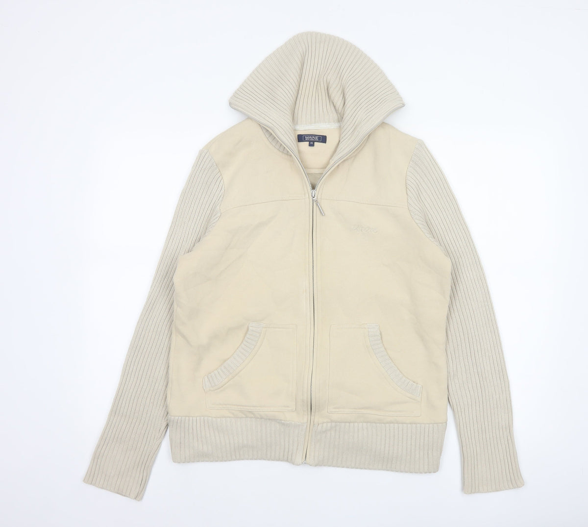 Maine New England Women's Ivory UK 14 Zip Knit Jacket Pockets