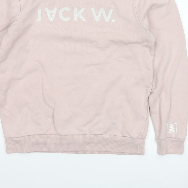 Jack Wills Men's Pink L Logo Graphic Print Crew Neck Pullover Sweatshirt
