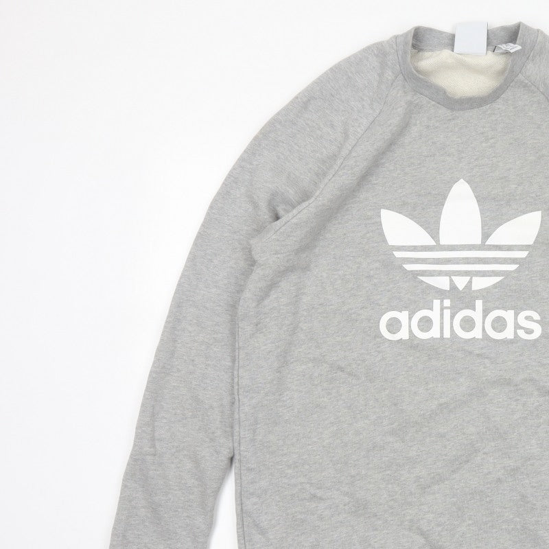 adidas Men Grey M Crew Neck Pullover Logo Graphic Sweatshirt