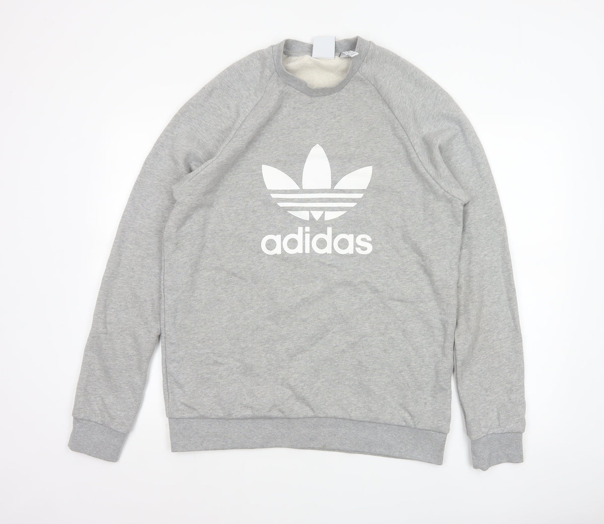 adidas Men Grey M Crew Neck Pullover Logo Graphic Sweatshirt
