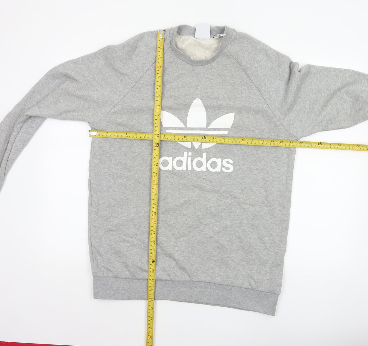 adidas Men Grey M Crew Neck Pullover Logo Graphic Sweatshirt