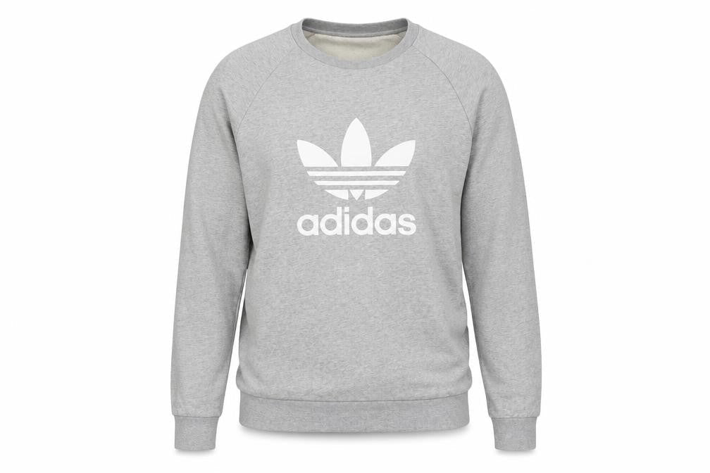 adidas Men Grey M Crew Neck Pullover Logo Graphic Sweatshirt