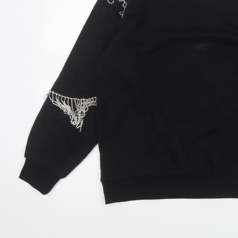 Marks & Spencer Women's Black L Rhinestone Beaded Balloon Sleeve Sweatshirt