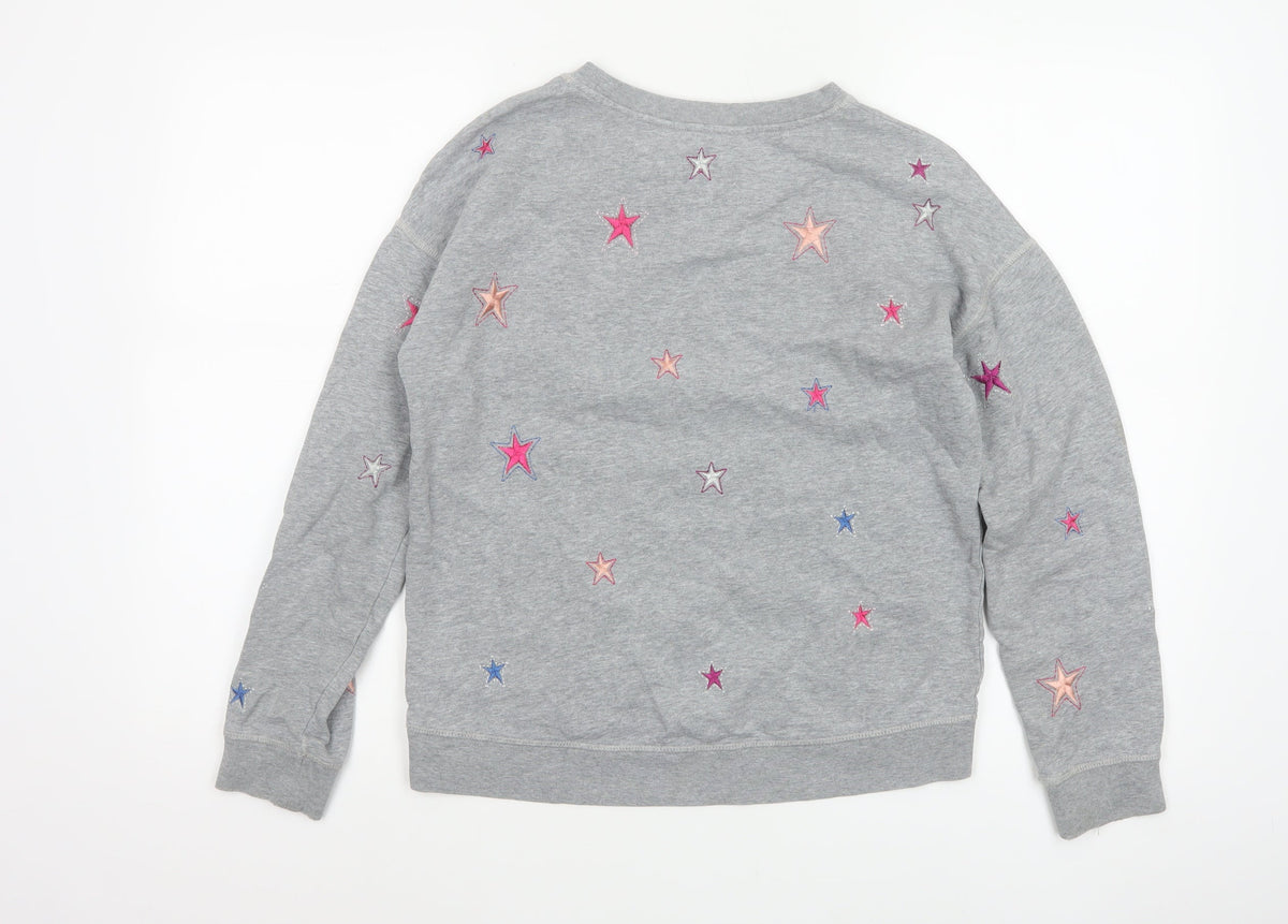 Boden Women’s Grey XS Star Embroidered Fleece Pullover Sweatshirt