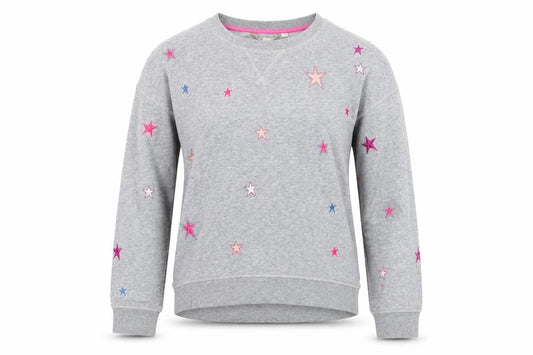 Boden Women’s Grey XS Star Embroidered Fleece Pullover Sweatshirt