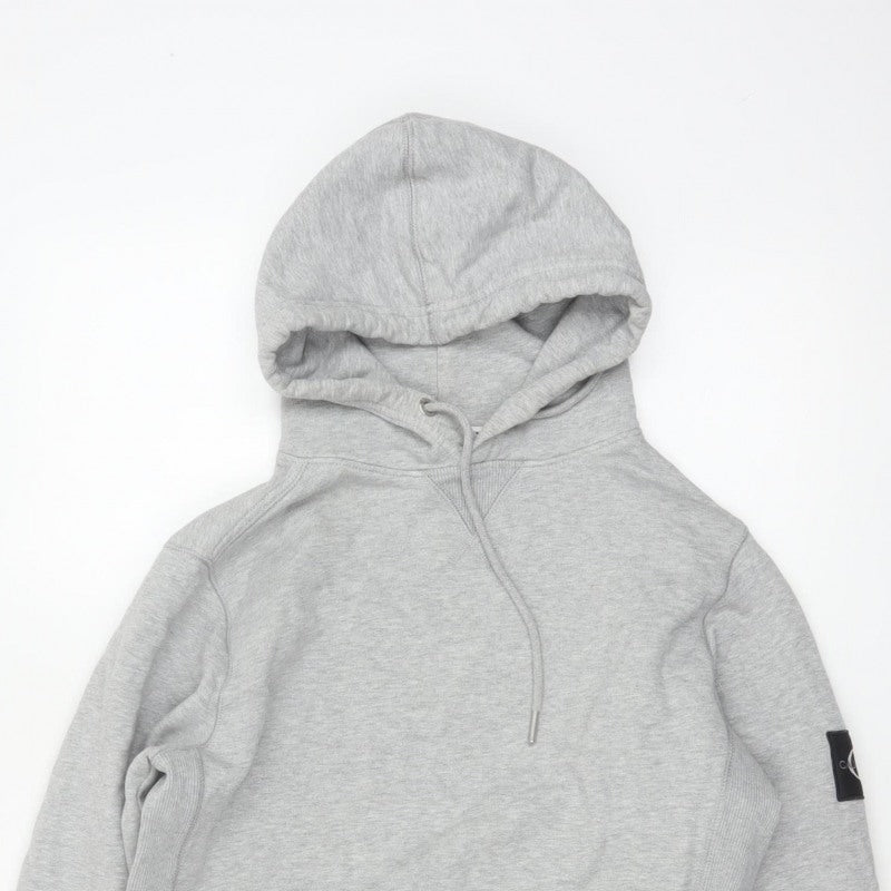 Calvin Klein Jeans Men Grey XS Pullover Hoodie Logo Pocket