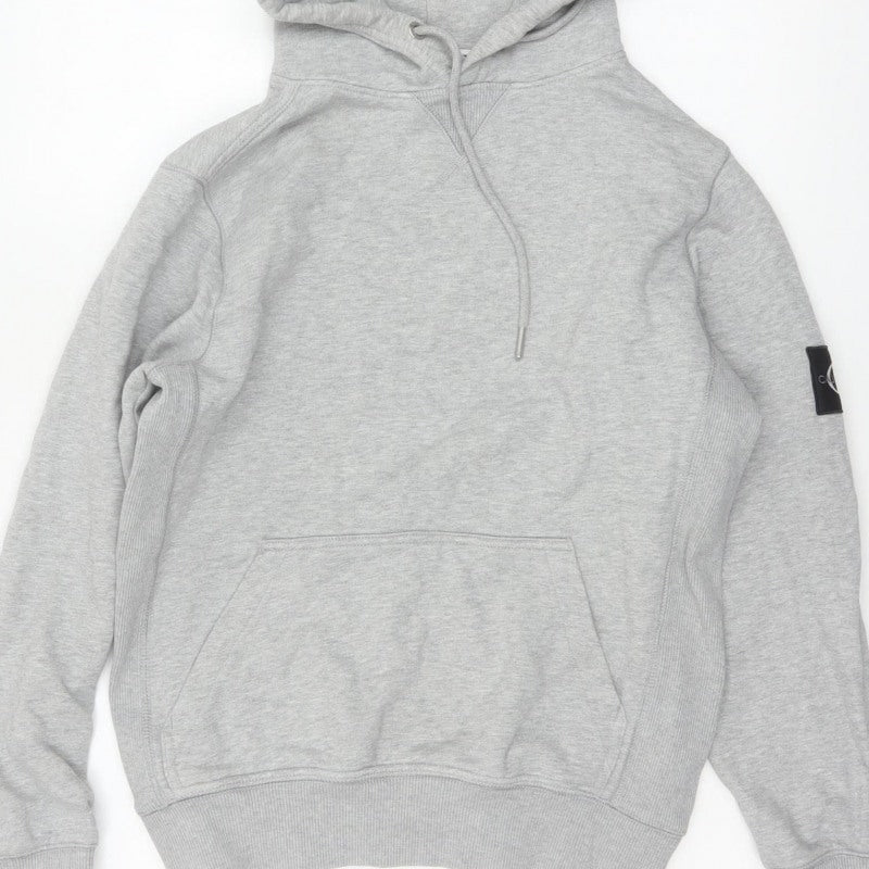 Calvin Klein Jeans Men Grey XS Pullover Hoodie Logo Pocket