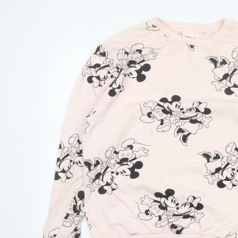 Disney Women Pink Size 12 L Mickey Minnie Cotton Pullover Sweatshirt
