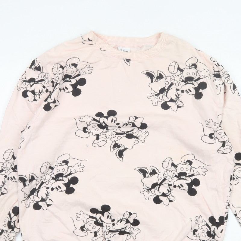 Disney Women Pink Size 12 L Mickey Minnie Cotton Pullover Sweatshirt