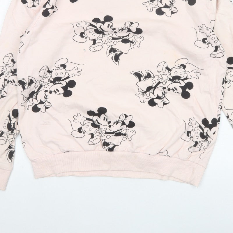 Disney Women Pink Size 12 L Mickey Minnie Cotton Pullover Sweatshirt