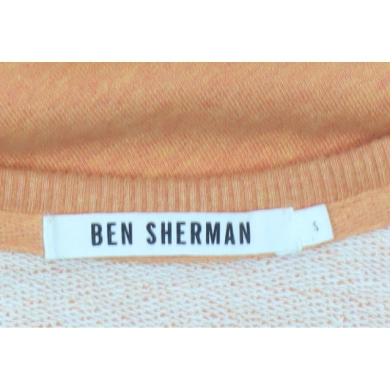 Ben Sherman Men Orange S Crew Neck Pullover Cotton Sweatshirt