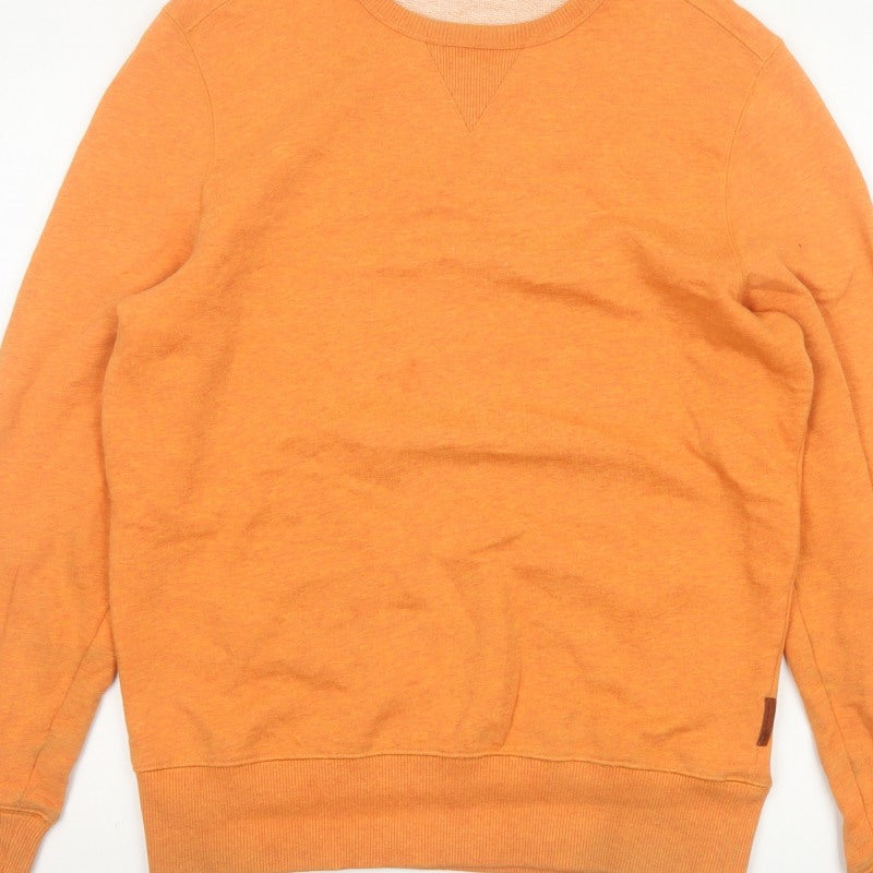 Ben Sherman Men Orange S Crew Neck Pullover Cotton Sweatshirt
