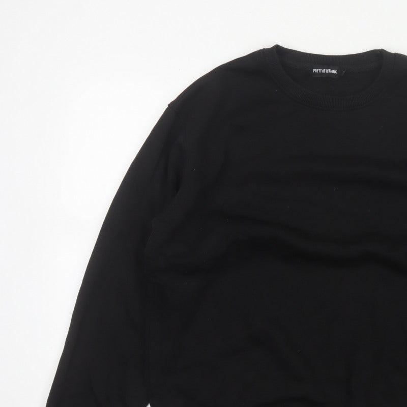 PrettyLittleThing Men’s Black M Crew Neck Pullover Fleece Sweatshirt