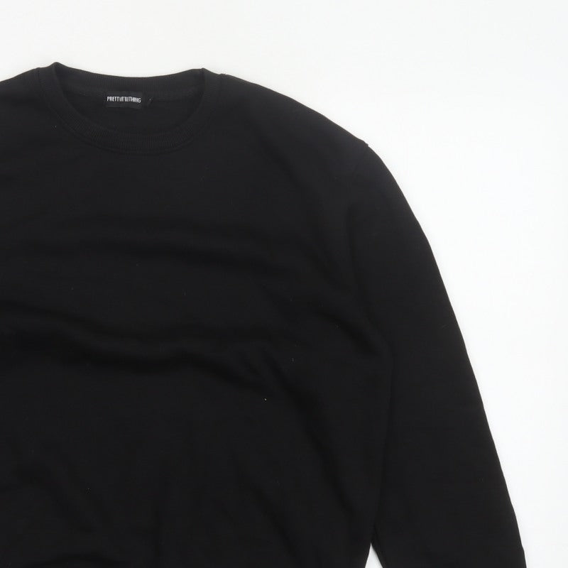 PrettyLittleThing Men’s Black M Crew Neck Pullover Fleece Sweatshirt