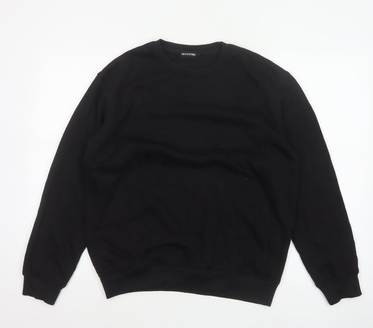 PrettyLittleThing Men’s Black M Crew Neck Pullover Fleece Sweatshirt