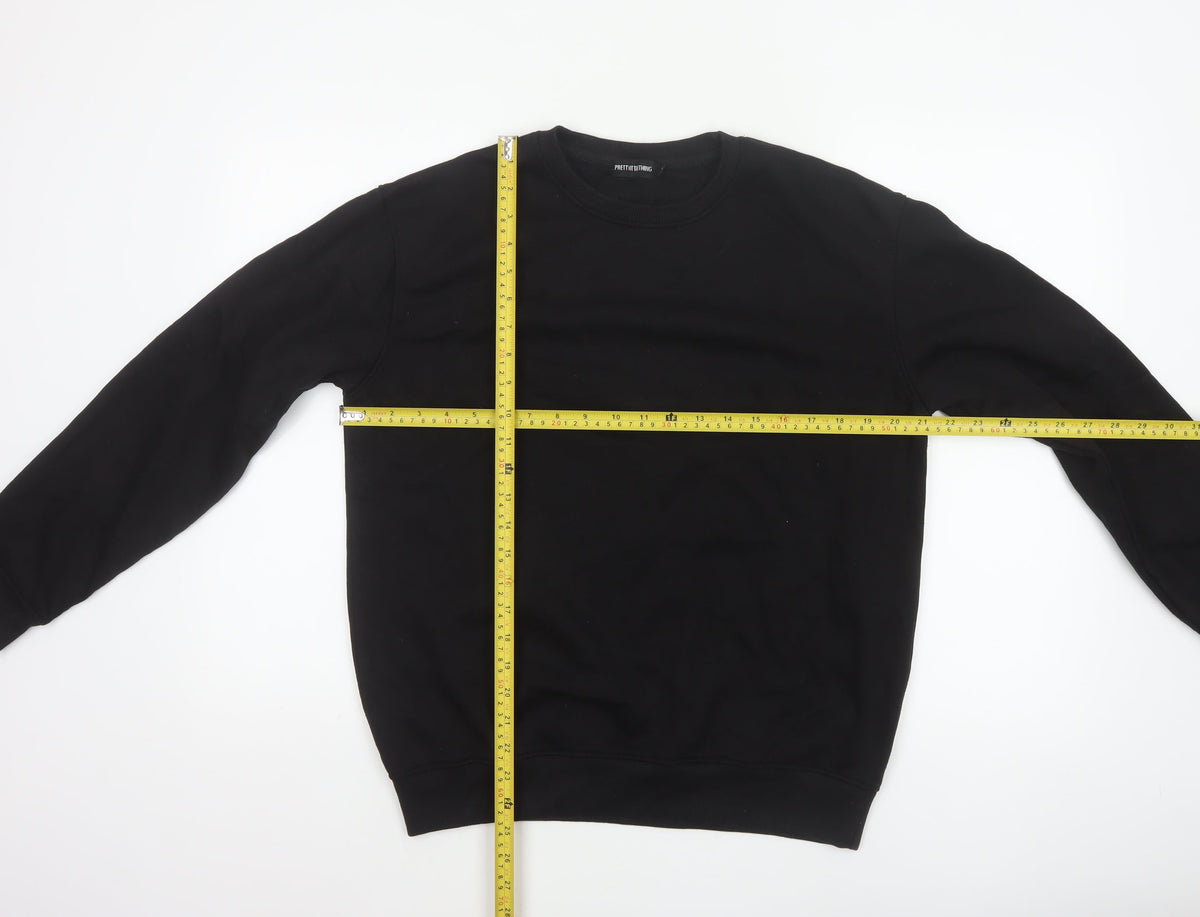 PrettyLittleThing Men’s Black M Crew Neck Pullover Fleece Sweatshirt