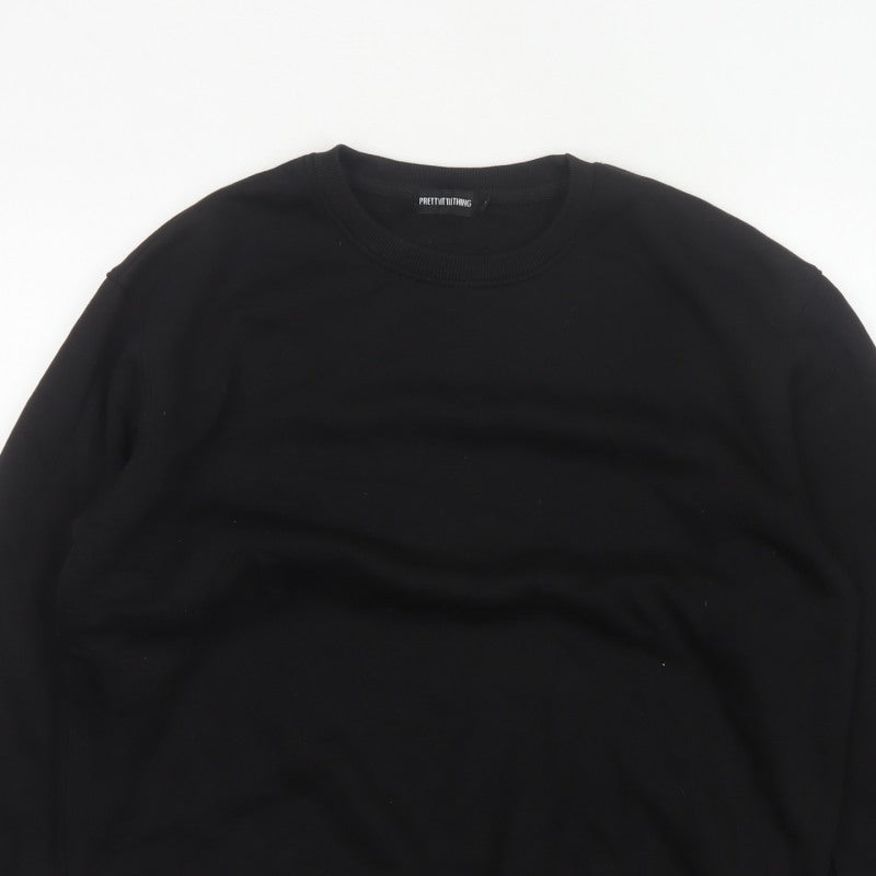 PrettyLittleThing Men’s Black M Crew Neck Pullover Fleece Sweatshirt