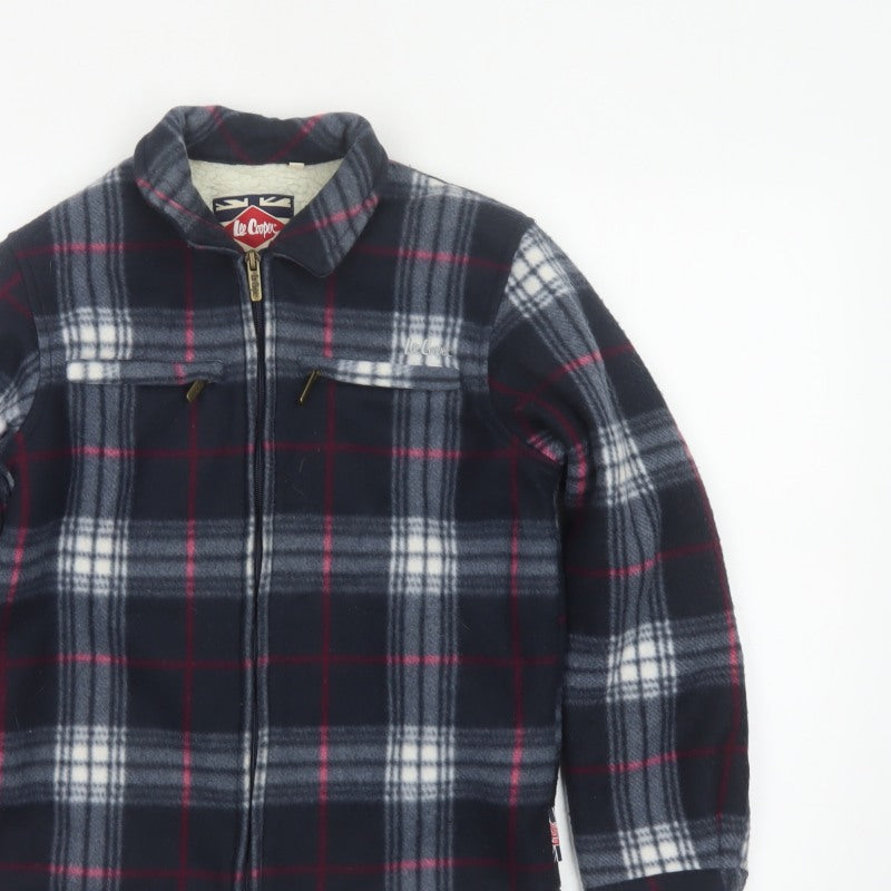 Lee Cooper Boys Navy Plaid Fleece Lined Zip Jacket Age 11-12 Years