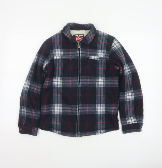 Lee Cooper Boys Navy Plaid Fleece Lined Zip Jacket Age 11-12 Years