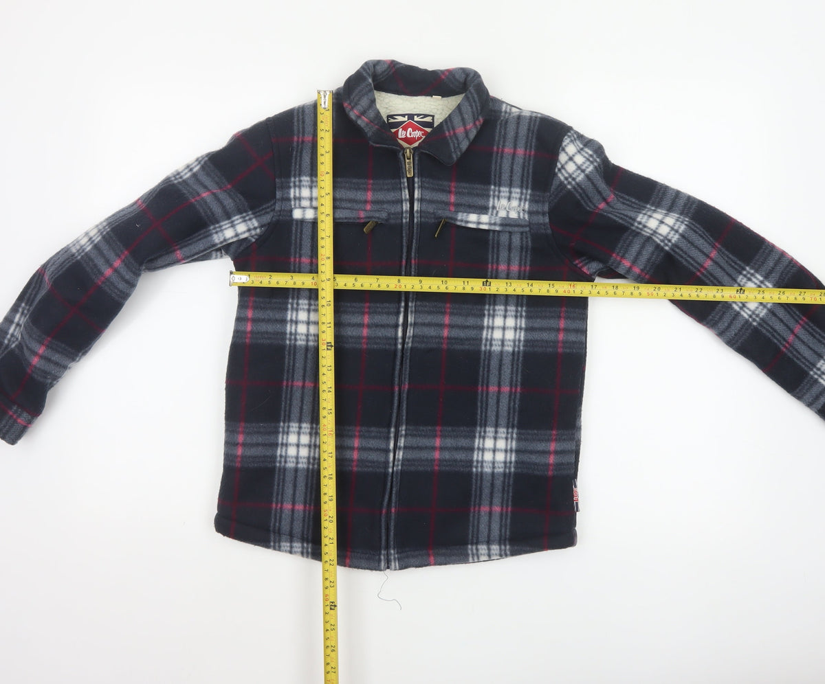 Lee Cooper Boys Navy Plaid Fleece Lined Zip Jacket Age 11-12 Years