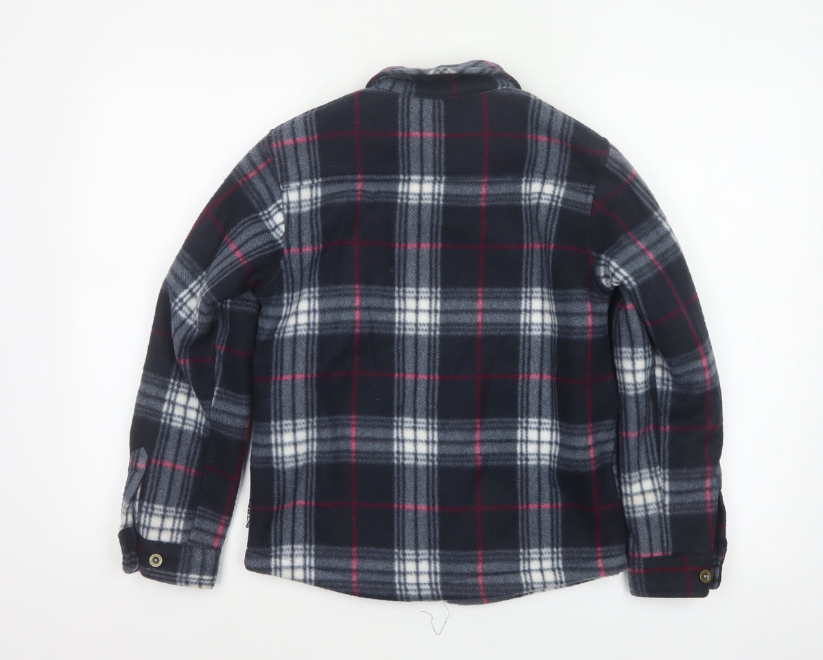 Lee Cooper Boys Navy Plaid Fleece Lined Zip Jacket Age 11-12 Years