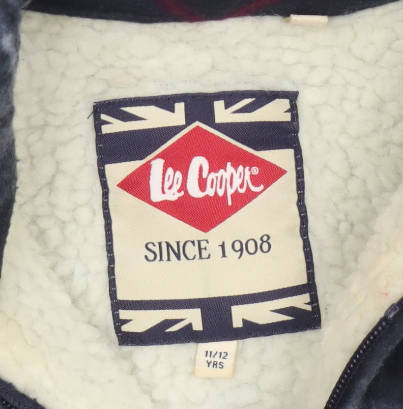 Lee Cooper Boys Navy Plaid Fleece Lined Zip Jacket Age 11-12 Years