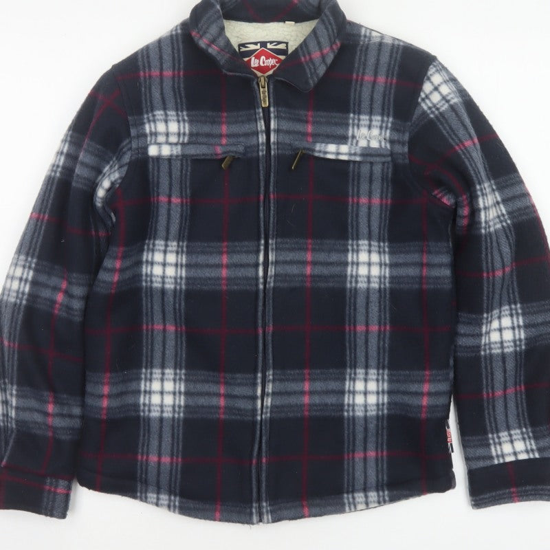 Lee Cooper Boys Navy Plaid Fleece Lined Zip Jacket Age 11-12 Years