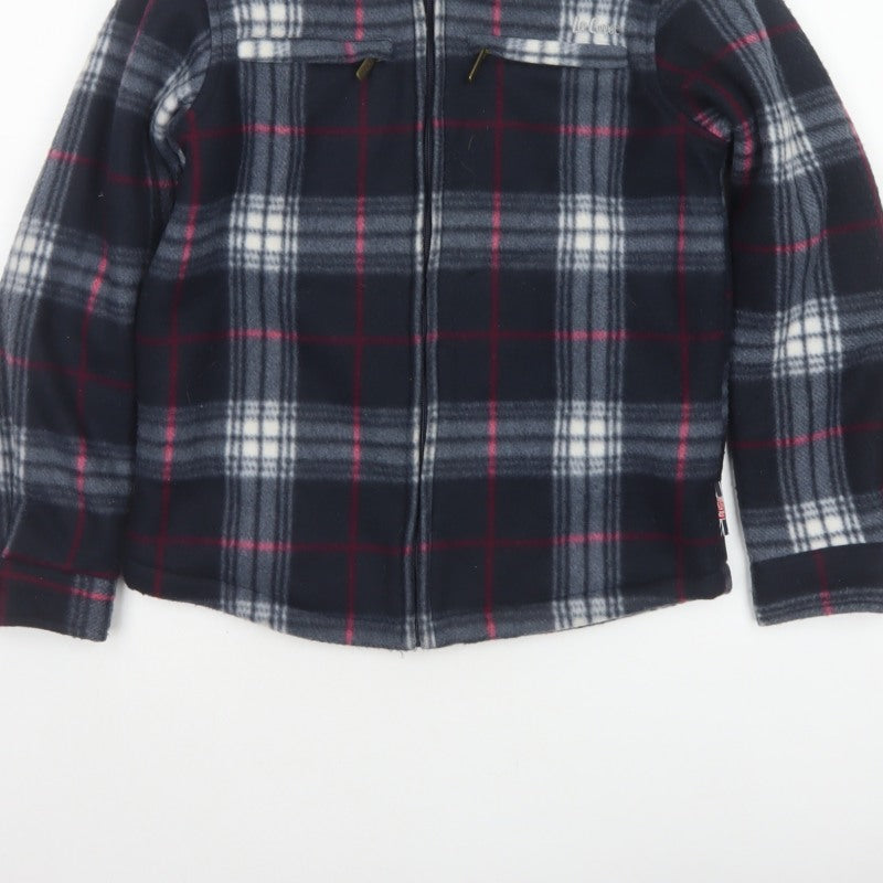 Lee Cooper Boys Navy Plaid Fleece Lined Zip Jacket Age 11-12 Years