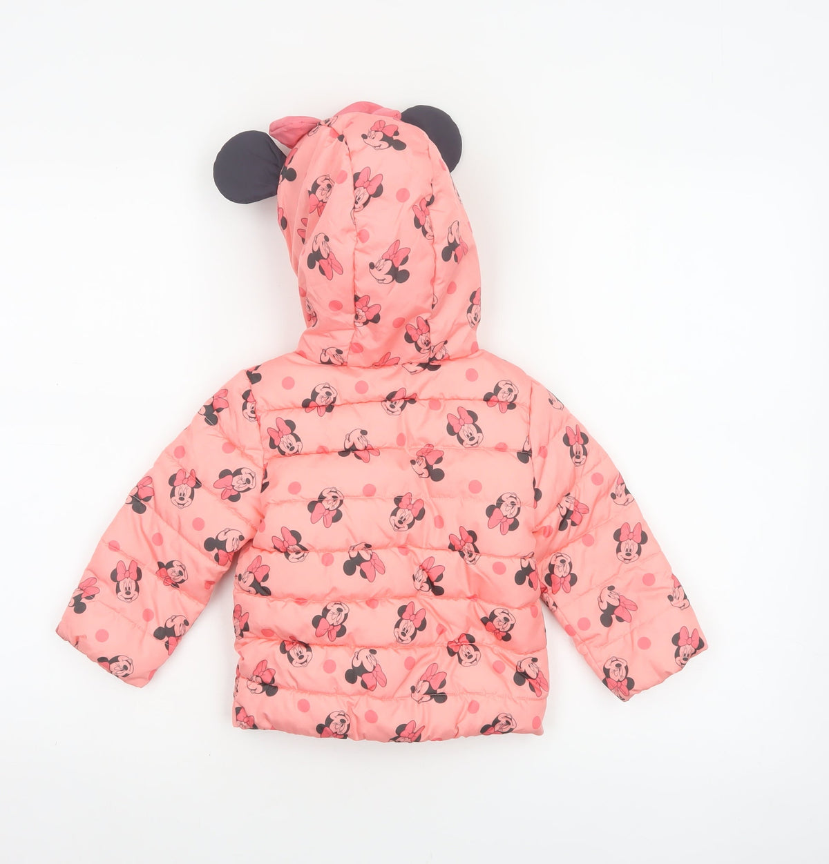Disney Baby Girls Pink 12-18 Months Minnie Mouse Hooded Puffer Jacket