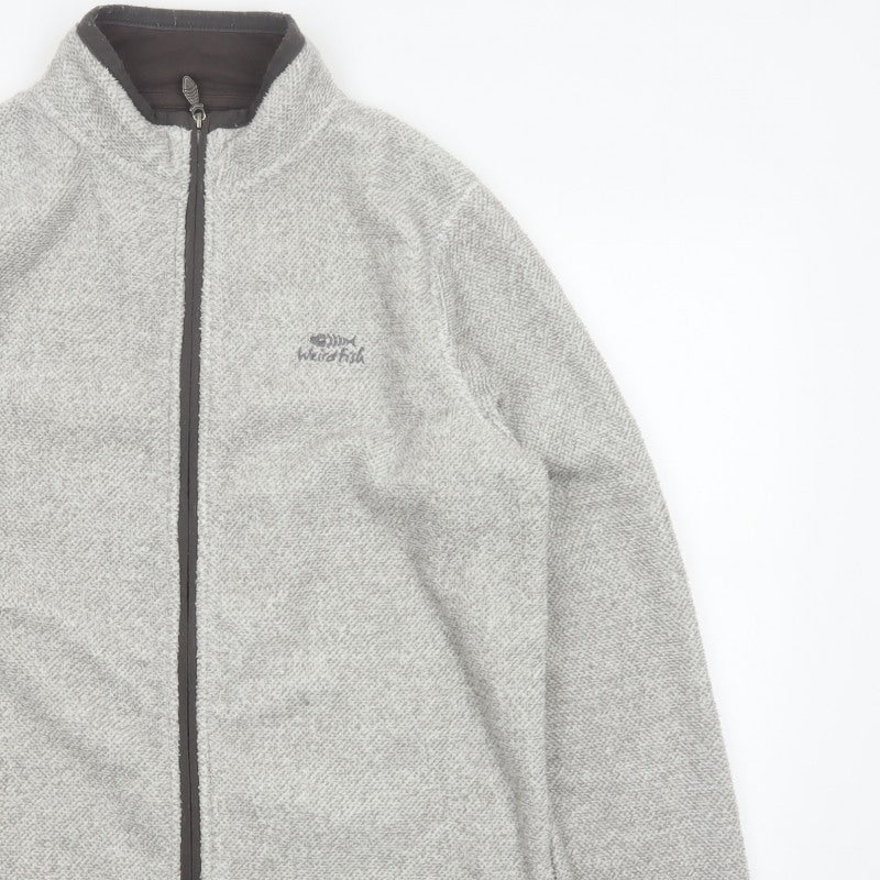 Weird Fish Men’s Grey Fleece Full Zip Stand-Up Collar Jacket M
