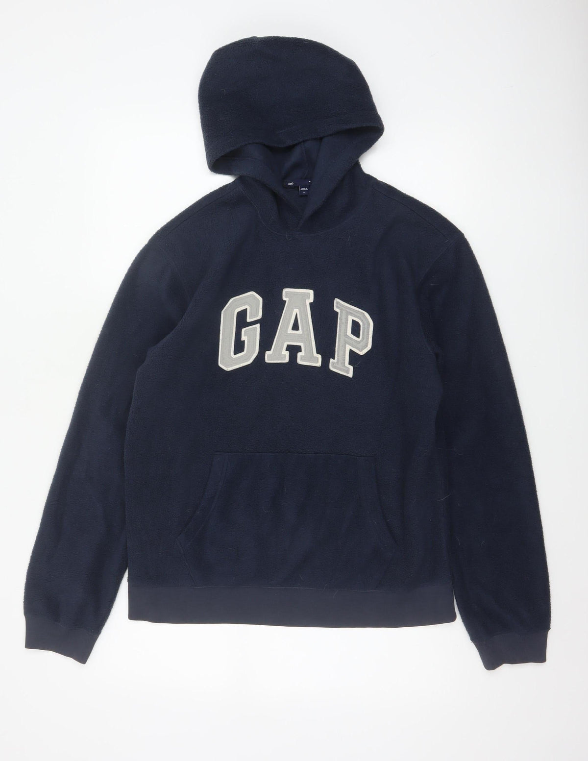 Gap Men’s Blue S Pullover Fleece Hoodie Logo Graphic Pockets