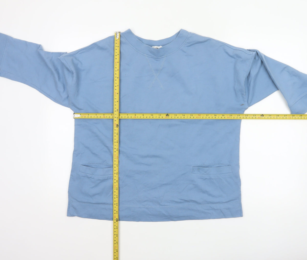 Mistral Women’s Blue Size 12 Cotton Long Sleeve Pocket Jersey Top