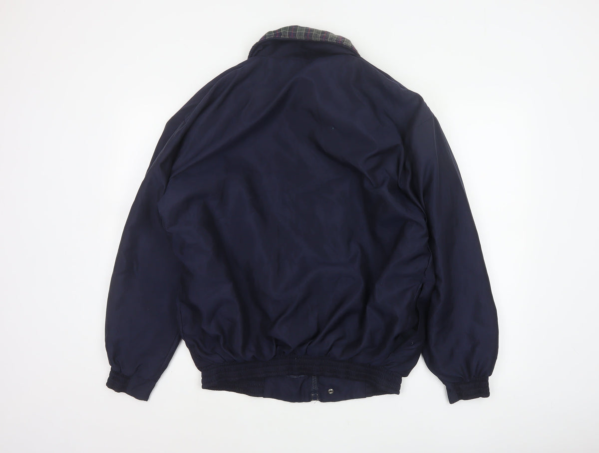 Walrus Men’s Blue M Vintage Windbreaker Rain Jacket Tartan Collar
