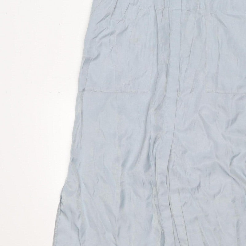 Honey & Koko Women's Blue S Long Belted Shirt Dress Pockets