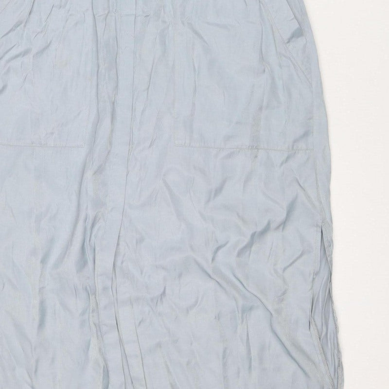 Honey & Koko Women's Blue S Long Belted Shirt Dress Pockets