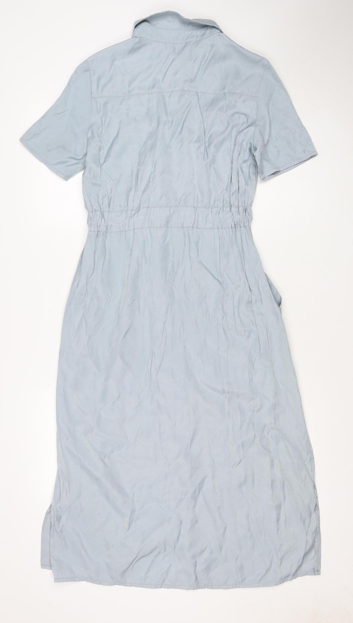 Honey & Koko Women's Blue S Long Belted Shirt Dress Pockets