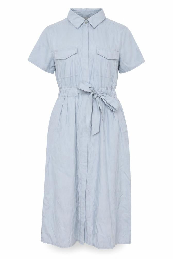 Honey & Koko Women's Blue S Long Belted Shirt Dress Pockets