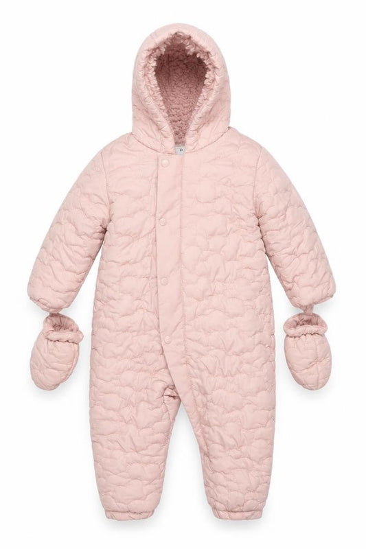 M&S Girls Pink 3-6 Months Quilted Hooded Padded Snowsuit