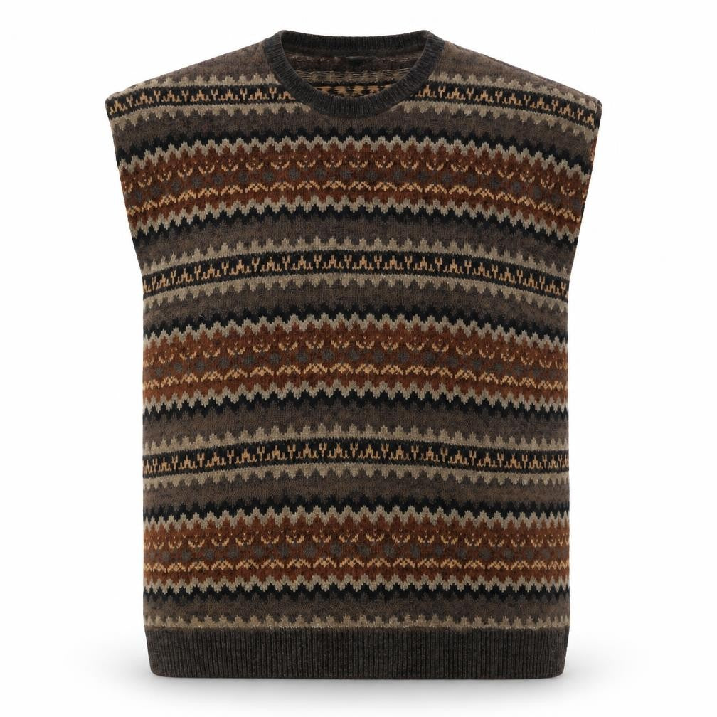 Knightsbridge Men’s Multicoloured XL Fair Isle Knit Sweater Vest
